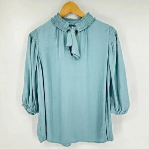 Joie tie neck bow silky blouse elbow sleeves